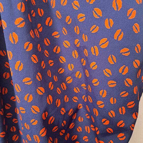 Papaya Tie Neck Halter Top Blue Red Lips Women's Medium - Picture 3 of 5